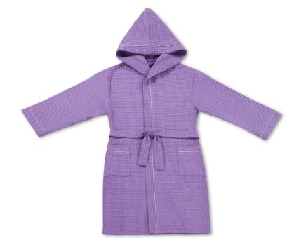 Халат детский вафельный с капюшоном Фиолетовый 104-110