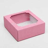 Коробка-окно 14,5*14,5*6 см Розовая 