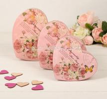 Коробка Сердце малая подарочная розовая 15,5*13,5*6 см