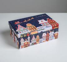 Коробка новогодняя подарочная Город 28*18,5*11,5 см.