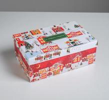 Коробка новогодняя подарочная Город 26*17*10 см