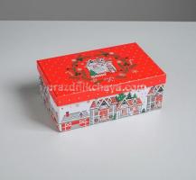 Коробка новогодняя подарочная Город 22*14*8,5 см