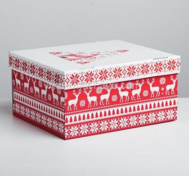 Коробка новогодняя подарочная Скандинавия 30*24,5*15 см