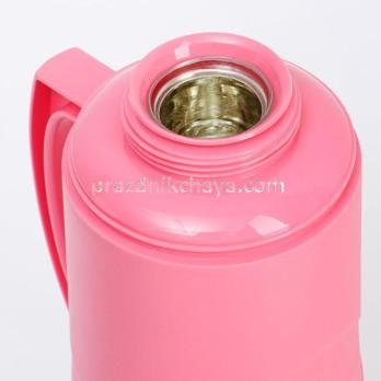 Термос со стеклянной колбой 1 литр Розовый 