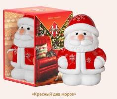 Керамическая чайница Дед Мороз красный Hilltop 50 грамм