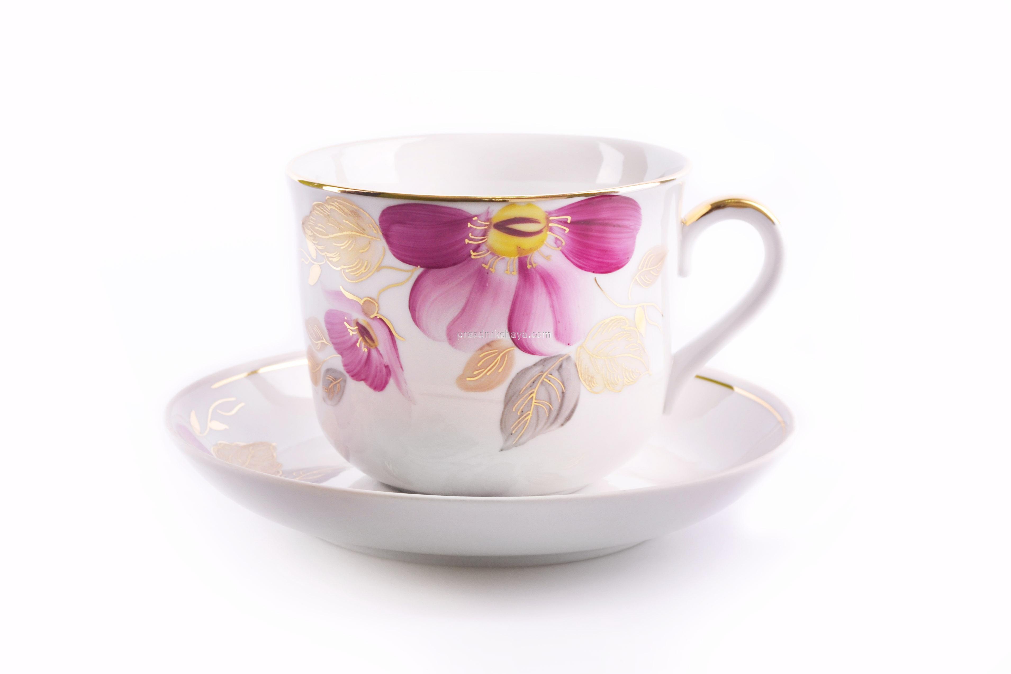 Чашка с блюдцем Ностальгия Пурпуровый цветок 450 мл